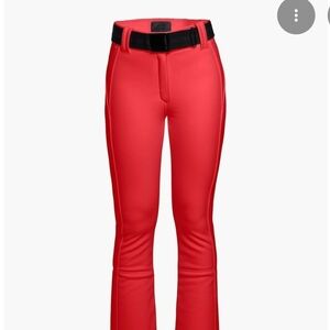 Red Flared Pants with Black Belt